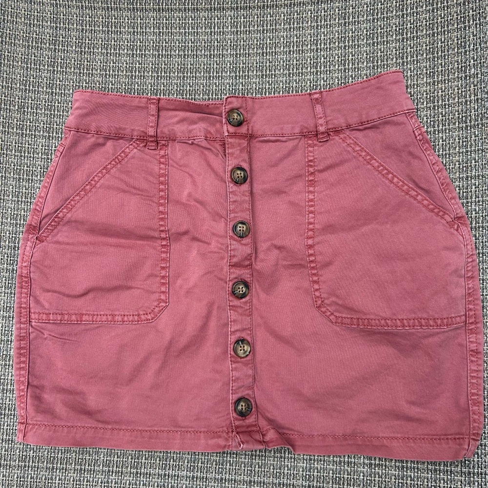 Garage Mauve Button-Down Mini Skirt